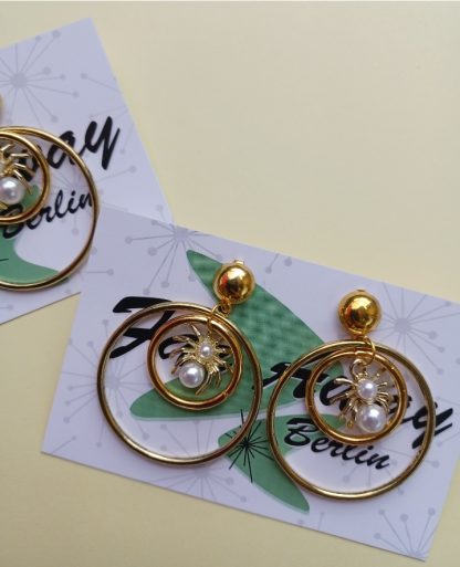 Golden Spider Hoops Earrings - Image 2