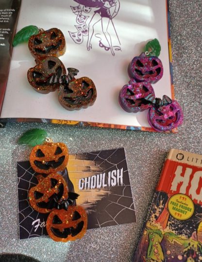 * HALLOWEEN SPECIAL * Stacked Jack-O-Lantern Brooch - Image 8