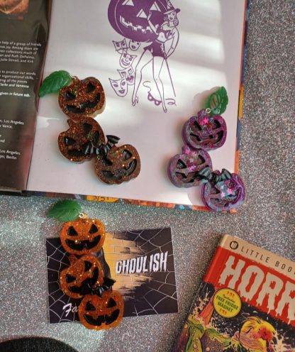 * HALLOWEEN SPECIAL * Stacked Jack-O-Lantern Brooch - Image 5