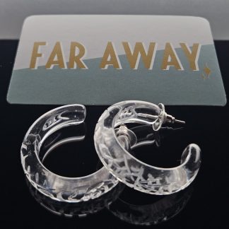 NEW Lucite Hoops Earrings Web of Roses
