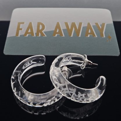 NEW Lucite Hoops Earrings Web of Roses