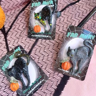 * HALLOWEEN SPECIAL * Black Cat & Pumpkin Brooch