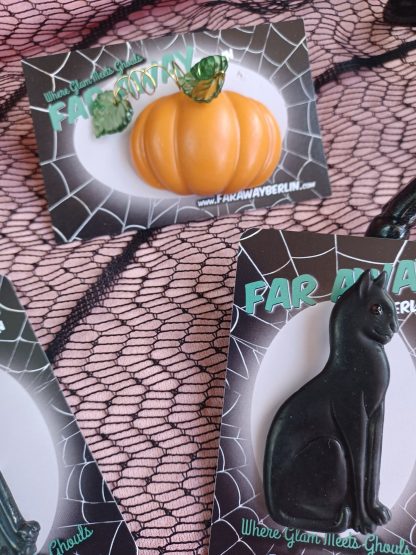 * HALLOWEEN SPECIAL * Black Cat & Pumpkin Brooch - Image 10