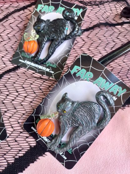 * HALLOWEEN SPECIAL * Black Cat & Pumpkin Brooch - Image 11