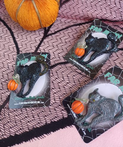 * HALLOWEEN SPECIAL * Black Cat & Pumpkin Brooch - Image 7